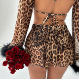 Leopard Mesh Bow Skort (Optional Bow) - Ready To Ship