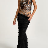 Black Ruffle Maxi Skirt - Ready To Ship