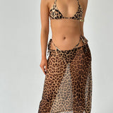 Leopard Mesh Floaty Midi Skirt