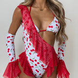 Twinkle Cherry Frill Bodysuit Set (Optional Matching Sleeves)