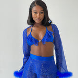 Royal Blue Metallic Twinkle Frill Triangle Top