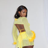 Yellow Twinkle Mesh Bow Skort (Optional Bow)