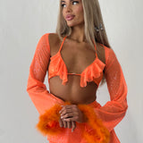 Orange Metallic Twinkle Frill Triangle Top