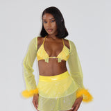 Yellow Metallic Twinkle Frill Triangle Top