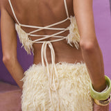 Sol Faux Feather Top - Ready To Ship