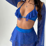 Royal Blue Metallic Twinkle Frill Triangle Top