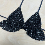 Black sequin butterfly top XS