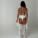 White Lace Frill 3 Piece Chaps Set