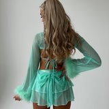 Mint Metallic Twinkle Frill Triangle Top