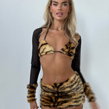 Faux Fur Tiger Cuffs / Mesh Shrug