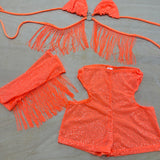Orange twinkle MESH shorts set Top XS Bottoms UK 8 US 4