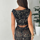 Black / Gold Lace Frill Skirt