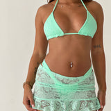 Mint Green Lace Frill Skirt