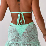 Mint Green Lace Frill Skirt