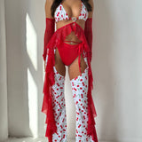 Twinkle Cherry / Red Mesh Frill 4 Piece Chaps Set