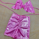Pink metallic butterfly top + shorts Top XS bottoms UK 10 / US 6