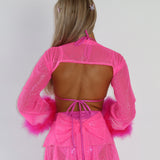 Neon Pink Twinkle Fluffy Shrug Top