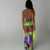 Neon Leopard / Green Mesh Frill 3 Piece Chaps Set