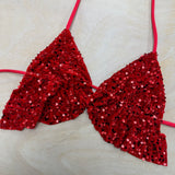 Red sequin butterfly top XS