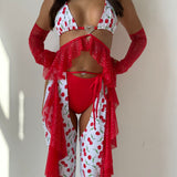 Twinkle Cherry / Red Mesh Frill 4 Piece Chaps Set