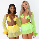 Yellow Twinkle Mesh Bow Skort (Optional Bow)