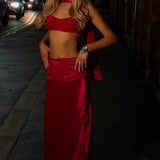 Crimson Velvet Maxi Skirt [Made To Order]