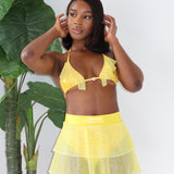 Yellow Twinkle Mesh Bow Skort (Optional Bow)