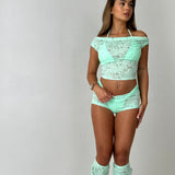 Mint Green Lace Boot Covers