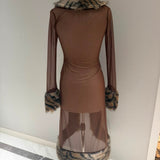 1 of 1 sample brown tiger cardigan and skirt size XS