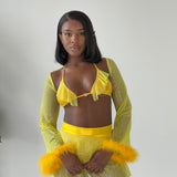 Yellow Twinkle Fluffy Shrug Top