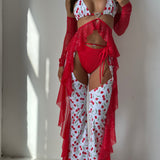 Twinkle Cherry / Red Mesh Frill 4 Piece Chaps Set
