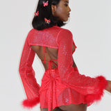 Red Twinkle Mesh Bow Skort (Optional Bow)