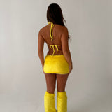 Yellow Faux Fur Leg Warmers