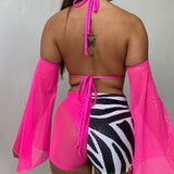 Neon Pink Twinkle Zebra / Mesh 4 Piece Outfit Set