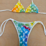 Rainbow bikini set Top XS bottoms UK 8 / US 4