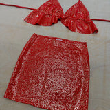 Firecracker butterfly top + mini skirt Top XS bottoms UK 4 / US 0