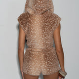 Doe-Eyed Faux Fur Hooded Top - Ready To Ship