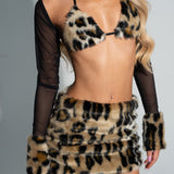 Faux Fur Leopard Triangle Top - Ready To Ship