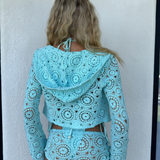 Aqua Crochet Micro Shorts - Ready To Ship