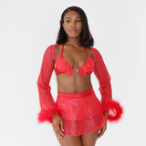 red twinkle fluffy shrug size medium
