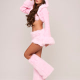 Pink Snow Bunny Faux Fur Leg Warmers [Preorder]