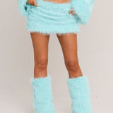 Blue Snow Bunny Faux Fur Leg Warmers [Preorder]