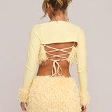 Tweety Bird Faux Feather Top - Ready To Ship