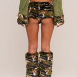 Army Brat Low Rise Faux Fur Micro Shorts - Ready To Ship