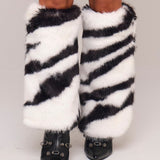 Zebra Faux Fur Leg Warmers [Preorder]