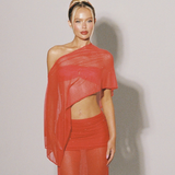 Scarlet Poncho - Ready To Ship