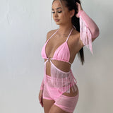 Pink Twinkle Fringe 4 Piece Outfit Set