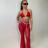 Low - Mid Rise Red Twinkle Mesh Flares