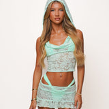 [Preorder] Mint Green Lace Hooded Drape Tank Top