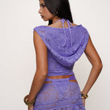 [Preorder] Purple Lace Hooded Drape Tank Top